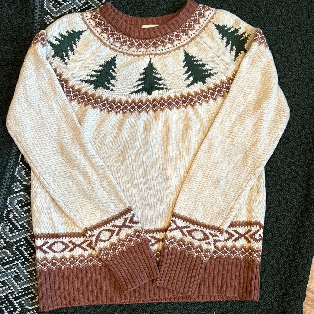 Authentic Kiel James Patrick cozy Cabin Sweater evergreen Christmas tree XL